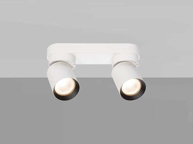 8 x gu10 opbouwspot armatuur dubbel cilinder zand wit en zwart draaibaar - afbeelding 4 van  6