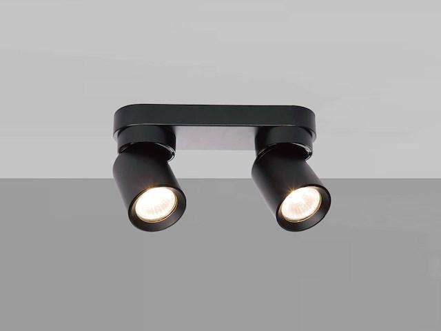 8 x gu10 opbouwspot armatuur dubbel cilinder zand zwart draaibaar - afbeelding 4 van  6