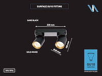 8 x gu10 opbouwspot armatuur dubbel cilinder zand zwart en goud draaibaar - afbeelding 5 van  6