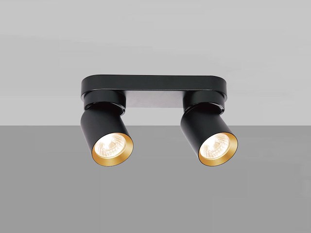 8 x gu10 opbouwspot armatuur dubbel cilinder zand zwart en goud draaibaar - afbeelding 4 van  6