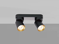 8 x gu10 opbouwspot armatuur dubbel cilinder zand zwart en goud draaibaar - afbeelding 4 van  6