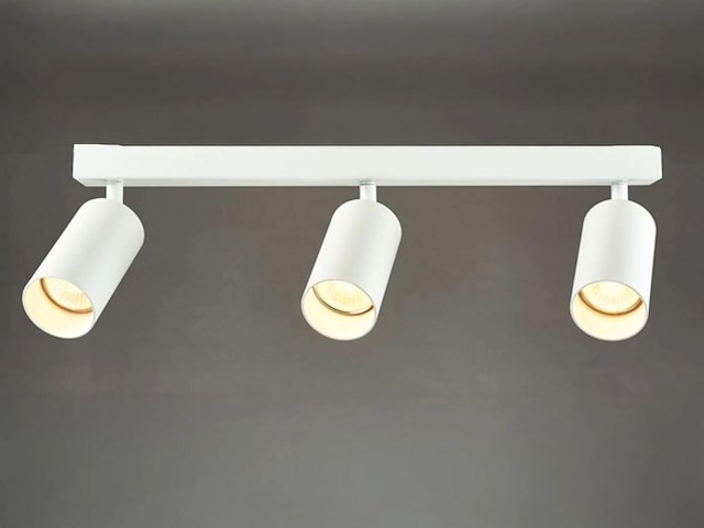 8 x gu10 opbouwspot armatuur triple cilinder zand wit draaibaar - afbeelding 3 van  5