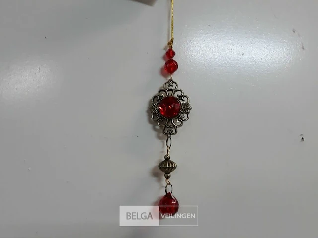 8 x hangdeco rode kralen 15 cm - afbeelding 3 van  3