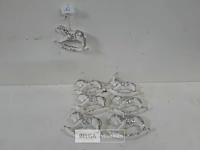 8 x hangdeco schommelpaard wit zilver glitter 12 cm