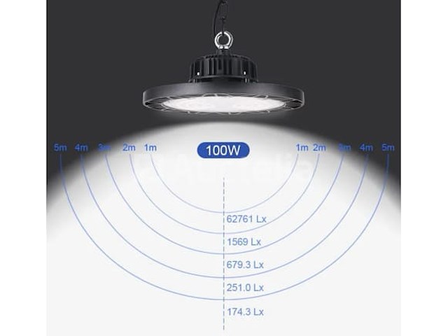 8 x highbay ufo 100w – pro design – verstelbaar vermogen (60% / 80% / 100%) – 6500k cool white - afbeelding 8 van  9