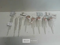 8 x ijspegel 14 cm 5 x sneeuwmanhoofd 3 x spies