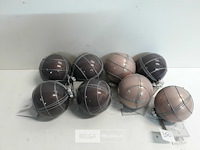 8 x kerstbal 8 cm glas met lijnen 2 assorti - afbeelding 1 van  3