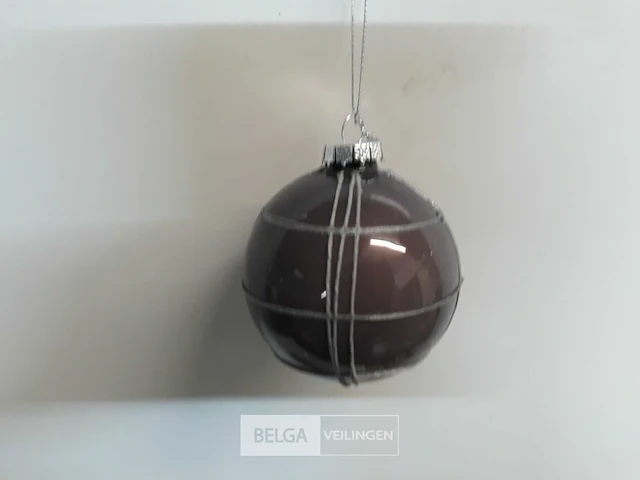 8 x kerstbal 8 cm glas met lijnen 2 assorti - afbeelding 3 van  3