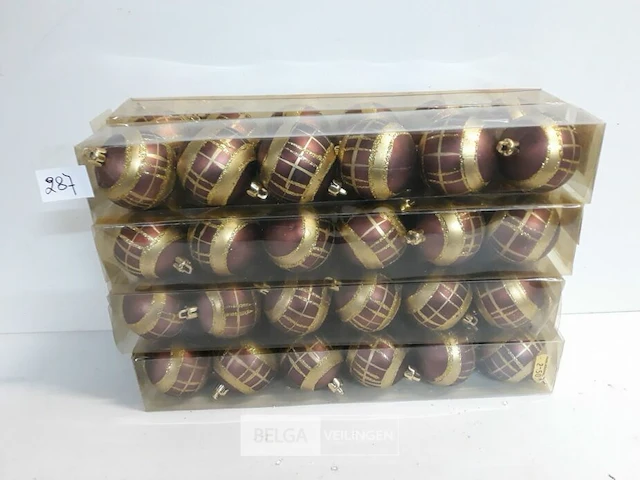 8 x kerstbal pvc bruin/goud 6 stuks 5,5 cm - afbeelding 1 van  3