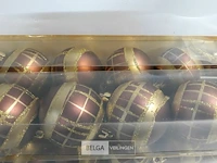 8 x kerstbal pvc bruin/goud 6 stuks 5,5 cm - afbeelding 3 van  3