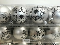 8 x kerstballen 5 cm pvc zilver zwart - afbeelding 3 van  3