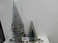 8 x kerstkegel 50 cm met 20 lampen zilver - afbeelding 1 van  3