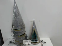 8 x kerstkegel 50 cm met 20 lampen zilver - afbeelding 2 van  3