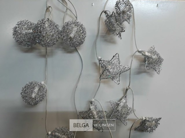 8 x kerstverlichting 10 lampen zilver ster/bal - afbeelding 3 van  3