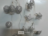 8 x kerstverlichting 10 lampen zilver ster/bal - afbeelding 3 van  3