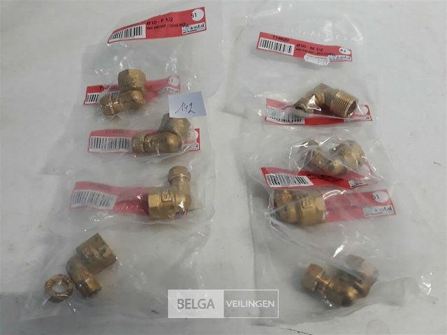 8 x knelkoppeling bocht koper 10 mm ½ 2 assorti - afbeelding 2 van  3