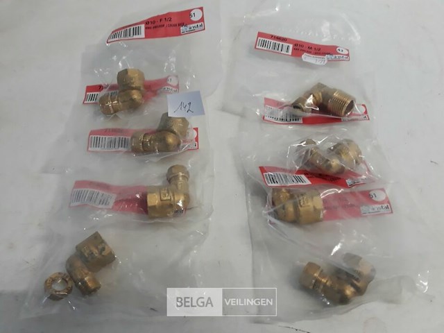 8 x knelkoppeling bocht koper 10 mm ½ 2 assorti - afbeelding 2 van  3