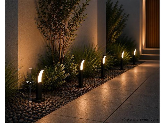 8 x led buiten sokkel lamp – 12w – 4200k neutraal wit - zwart – ip65 – prestige-2 - afbeelding 1 van  5