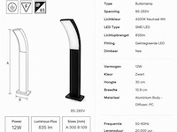 8 x led buiten sokkel lamp – 12w – 4200k neutraal wit - zwart – ip65 – prestige-2 - afbeelding 4 van  5