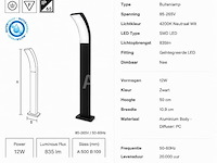 8 x led buiten sokkel lamp – 12w – 4200k neutraal wit - zwart – ip65 – prestige-3 - afbeelding 2 van  5