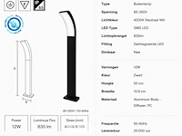 8 x led buiten sokkel lamp – 12w – 4200k neutraal wit - zwart – ip65 – prestige-3 - afbeelding 5 van  6