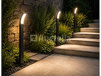 8 x led buiten sokkel lamp – 12w – 4200k neutraal wit - zwart – ip65 – prestige-4 - afbeelding 2 van  5