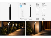 8 x led buiten sokkel lamp – 12w – 4200k neutraal wit - zwart – ip65 – prestige-4 - afbeelding 4 van  5