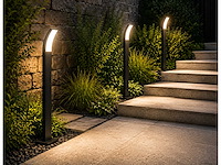 8 x led buiten sokkel lamp – 12w – 4200k neutraal wit - zwart – ip65 – prestige-4 - afbeelding 1 van  10