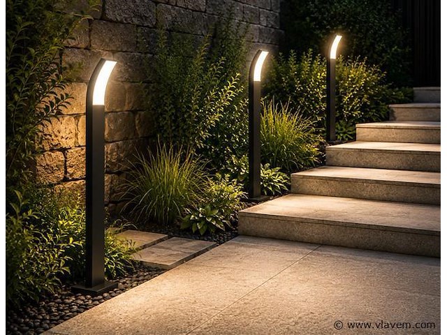 8 x led buiten sokkel lamp – 12w – 4200k neutraal wit - zwart – ip65 – prestige-4 - afbeelding 1 van  5