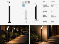 8 x led buiten sokkel lamp – 12w – 4200k neutraal wit - zwart – ip65 – prestige-4 - afbeelding 5 van  5