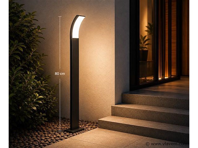 8 x led buiten sokkel lamp – 12w – 4200k neutraal wit - zwart – ip65 – prestige-4 - afbeelding 3 van  5