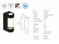 8 x led buiten wandlamp – 6w – 4200k neutraal wit - zwart – ip65 – vector-6 - afbeelding 15 van  15