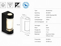 8 x led buiten wandlamp – 6w – 4200k neutraal wit - zwart – ip65 – vector-6 - afbeelding 5 van  6