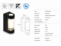 8 x led buiten wandlamp – 6w – 4200k neutraal wit - zwart – ip65 – vector-6 - afbeelding 6 van  15