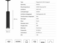 8 x led hangspot voor magnetische rail – 48v – 20w – 3000k warm wit - afbeelding 4 van  5