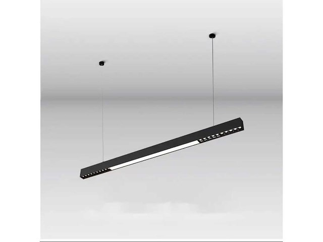 8 x led lineaire hanglamp – 35w – 120cm – ip20 – zwart – inclusief montageset - afbeelding 2 van  5
