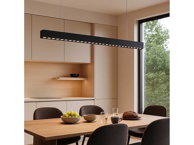 8 x led lineaire hanglamp – 35w – 120cm – ip20 – zwart – inclusief montageset - afbeelding 2 van  6