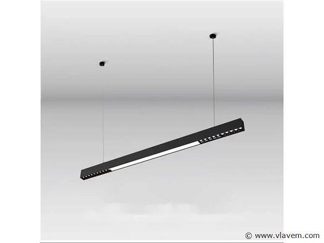 8 x led lineaire hanglamp – 35w – 120cm – ip20 – zwart – inclusief montageset - afbeelding 2 van  5