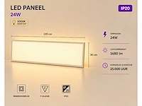 8 x led paneel 36w – 3000k warm wit - 1195x295mm – ip20 – zodiac-36