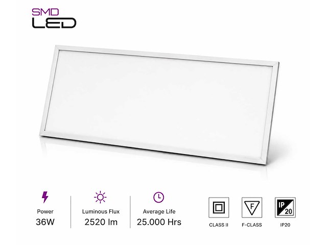 8 x led paneel 36w – 6400k koud wit - 1195x295mm – ip20 – zodiac-36 - afbeelding 2 van  5
