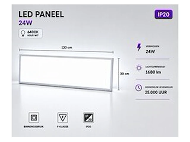 8 x led paneel 36w – 6400k koud wit - 1195x295mm – ip20 – zodiac-36 - afbeelding 1 van  6
