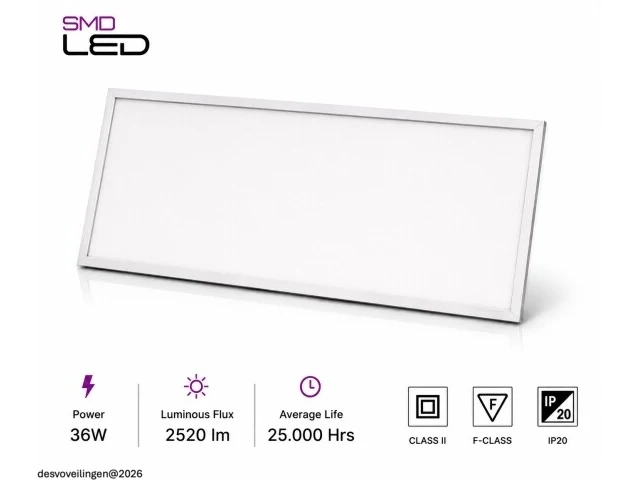 8 x led paneel 36w – 6400k koud wit - 1195x295mm – ip20 – zodiac-36 - afbeelding 3 van  6