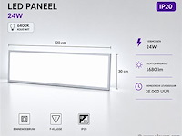 8 x led paneel 36w – 6400k koud wit - 1195x295mm – ip20 – zodiac-36 - afbeelding 1 van  5