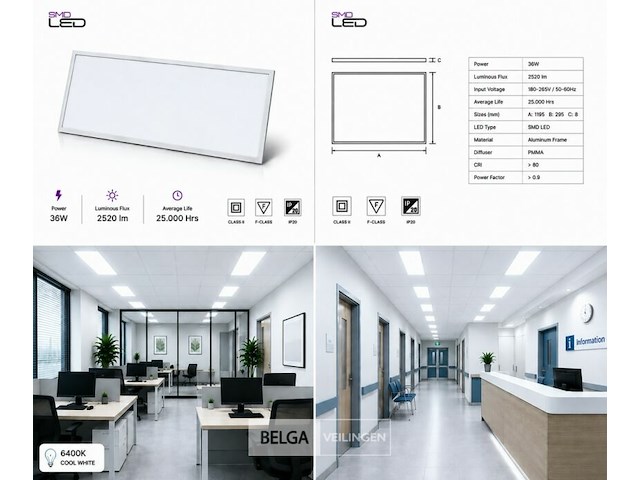 8 x led paneel 36w – 6400k koud wit - 1195x295mm – ip20 – zodiac-36 - afbeelding 6 van  6