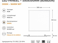 8 x led paneel 45w – 3000k warm wit - 595x595mm – ip20 – galaksi - afbeelding 4 van  5