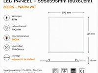 8 x led paneel 45w – 3000k warm wit - 595x595mm – ip20 – galaksi - afbeelding 5 van  6