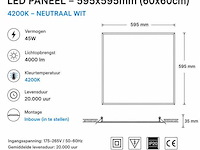 8 x led paneel 45w – 4200k neutraal wit - 595x595mm – ip20 – galaksi - afbeelding 4 van  5