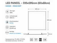 8 x led paneel 45w – 6400k koud wit - 595x595mm – ip20 – galaksi - afbeelding 4 van  5
