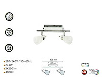 8 x led plafondlamp – 2 spots – 2 x 4w – 4000k neutraal wit – zilver – hl7192l - afbeelding 4 van  4