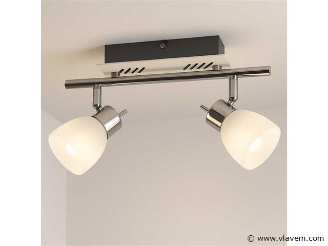 8 x led plafondlamp – 2 spots – 2 x 4w – 4000k neutraal wit – zilver – hl7192l - afbeelding 2 van  4